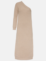 Max Mara One-shoulder Ribbed Wool And Cashmere-blend Midi Dress In Beige