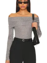 Sophie Rue Triomphe Off The Shoulder Knit Top In Grey