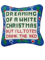 Furbish Studio Wine Christmas Needlepoint Pillow In N,a