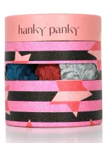 Hanky Panky Holiday Assorted 3-pack Retro Thongs In Grey/ Pink/ Blue