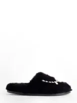 Simone Rocha Black Embellished Furry Slippers