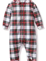 Petite Plume Kids' Cambridge Balmoral Tartan Plaid Cotton Blend One-piece Pajamas In White