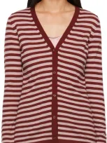 Max Mara Pink & Red Striped Cardigan In 014 Brick/pink