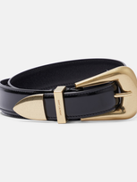 Saint Laurent Folk Logo-engraved Leather Belt In Black