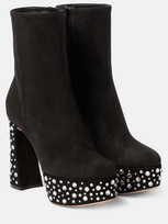 Gianvito Rossi Ankle Boots Crystal Holly Aus Veloursleder In Black