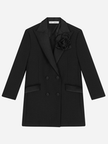 Dolce & Gabbana Double-breasted Scuba Coat With Duchesse Inserts In Black