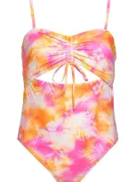 Hobie Kids' Beach Tie Dye Cutout One-piece Swimsuit In Knockout Pink