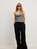 Na-kd Structured Flowy Elastic Waist Pants In Black