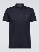 Ralph Lauren Purple Label Cotton Logo Polo Shirt In Blue