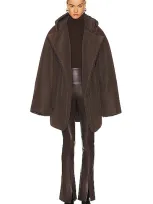 Norma Kamali Sleeping Bag Hooded Padded Shell Coat In Chocolate