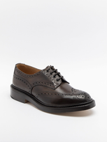 Tricker's Bourton Espresso Burnished Calf Derby Shoe (leather Sole) In Cuoio