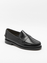 Sebago Classic Dan Black Brushed Leather Penny Loafer In Nero