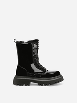 Dolce & Gabbana Patent Leather Combat Boots With Faux Fur Lining