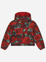 Dolce & Gabbana Kids' Short Tartan-print Down Jacket