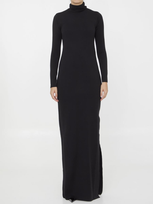 Saint Laurent Long Sleeve Midi Dress In Noir