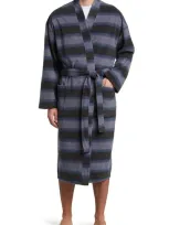 Majestic Line Up Cotton Robe In Blue Stripe