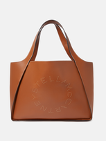 Stella Mccartney Logo Studded Grainy Alter Mat Tote Bag In Pecan