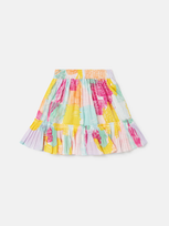 Stella Mccartney Kids' Abstract Doodle Print Ruffle Skater Skirt In Multicolour