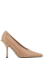 Valentino Garavani Rockstud Pointed Toe Pumps In Beige