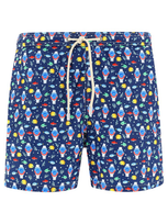 Mc2 Saint Barth Logo Patch Drawstring Swim Shorts In Blue