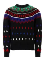 Moncler Crew Neck Embroidered Tricot Sweater In Multicolor