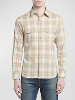 Tom Ford Men's Degrade Check Western Button-down Shirt In Combo Sand