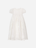 Dolce & Gabbana Babies' Empire-line Embroidered Chiffon Christening Dress With Short Sleeves