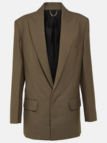 Victoria Beckham Peak-lapels Twill Blazer In Navy Blue