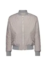 Ferragamo Quilted Bomber Jacket In Gray