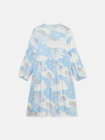 Stella Mccartney Kids' Rainbow Unicorn Cloud Print Skater Dress In Blue