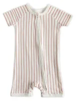 Pehr Babies' Stripes Away Organic Cotton Romper In Stripes Away Peony