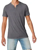 Lucky Brand Venice Button Notch Neck T-shirt In Jet Black