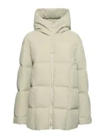 Jil Sander Hooded Zip Up Quilted Jacket In Beige