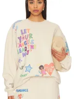 The Mayfair Group Angels All Around You Graphic Sweatshirt In Cream