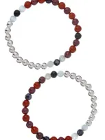 The Healer’s Collection The Healer's Collection N82 Gut Health Set Of 2 Healer's Bracelets In Silver