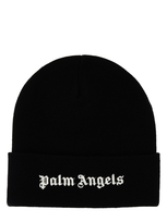 Palm Angels Logo-embroidered Wool Beanie In Black