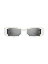 Balenciaga Logo Rectangle Acetate Sunglasses In White