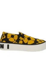 Marni Floral-print Sneakers In Black Sun