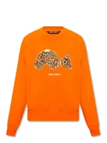 Palm Angels Cotton Logo Sweatshirt In Orange