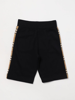 Burberry Boys Black Kids Nolen Check-panel Relaxed-fit Cotton-jersey Shorts 3-14 Years