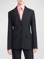 Jil Sander Nylon-blend Gabardine Suit Jacket In Navy