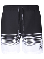 Dolce & Gabbana Striped Drawstring Swim Shorts In Black