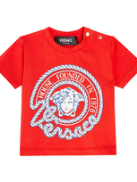 Versace Baby Medusa Cotton-blend Jersey T-shirt In Red