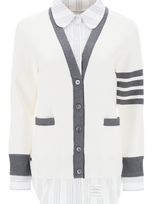 Thom Browne Milano Stitch Combo Shirt Cardigan In Multicolor