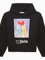 Palm Angels Kids' Black Cotton Sweatshirt With Print