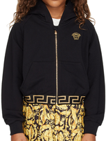 Versace Kids Black Medusa Hoodie In Nero+oro