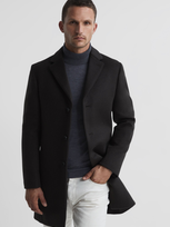 Reiss Khaki Gable Single Breasted Overcoat