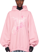 Vetements Pink Flying Unicorn Hoodie In Baby Pink