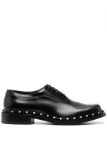 Valentino Garavani Rockstud Leather Derby Shoes In Black