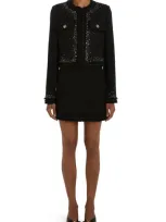 Versace Embellished Tweed Jacket In Black